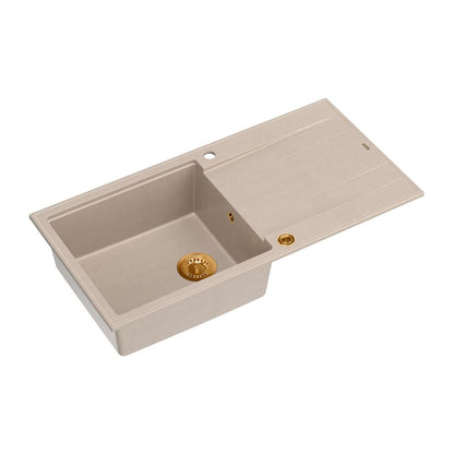 Вградена композитна мивка Quadron Unique Evan 146 XL бежова - медна 100x50 cm