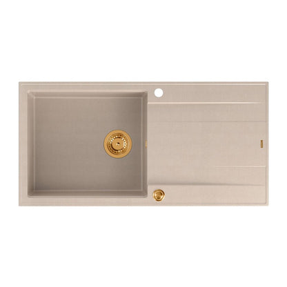 Вградена композитна мивка Quadron Unique Evan 146 XL бежова - медна 100x50 cm