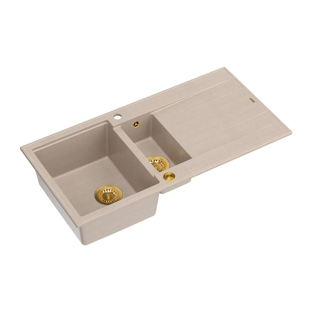 Вградена композитна мивка Quadron Unique Evan 156 бежова - златна 100x50 cm