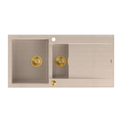 Вградена композитна мивка Quadron Unique Evan 156 бежова - златна 100x50 cm