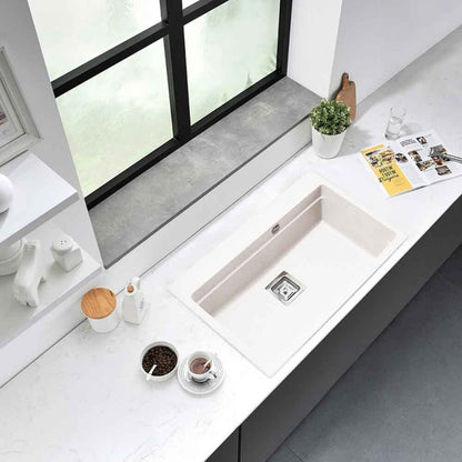 Композитна мивка Inter Ceramic, гранитно бяло покритие, 78x48 см