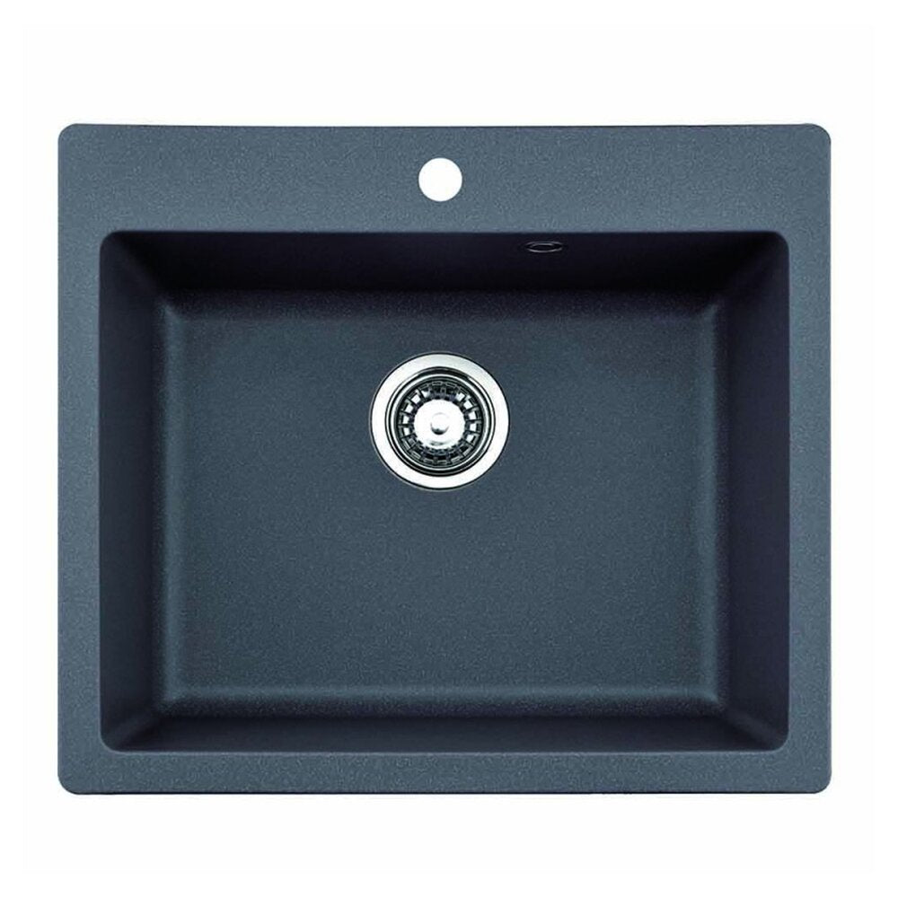Композитна мивка Inter Ceramic гранитен финиш сив 57x50 cm с отвор за батерия
