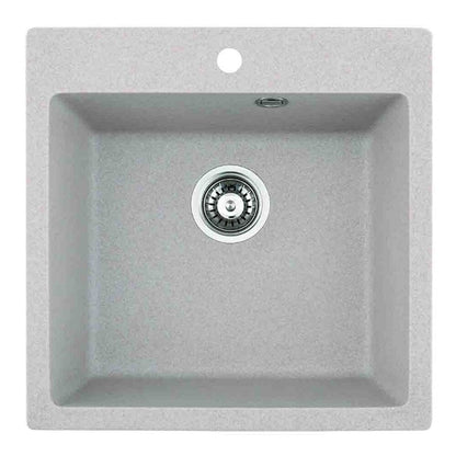 Композитна мивка Inter Ceramic с гранитен финиш сив пясък 50x50 см с отвор за батерия