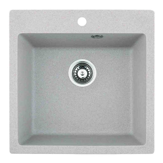 Композитна мивка Inter Ceramic с гранитен финиш сив пясък 50x50 см с отвор за батерия