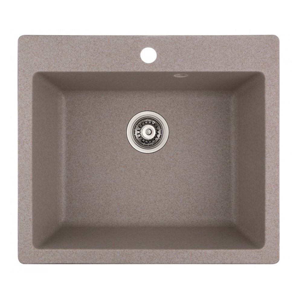 Композитна мивка Inter Ceramic с гранитен финиш сив пясък 57x50 cm с отвор за батерия