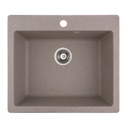 Композитна мивка Inter Ceramic с гранитен финиш сив пясък 57x50 cm с отвор за батерия