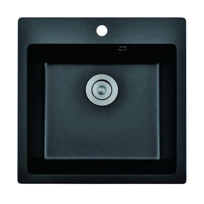 Композитна мивка Inter Ceramic с черен гранитен финиш 50x50 см с отвор за смесител