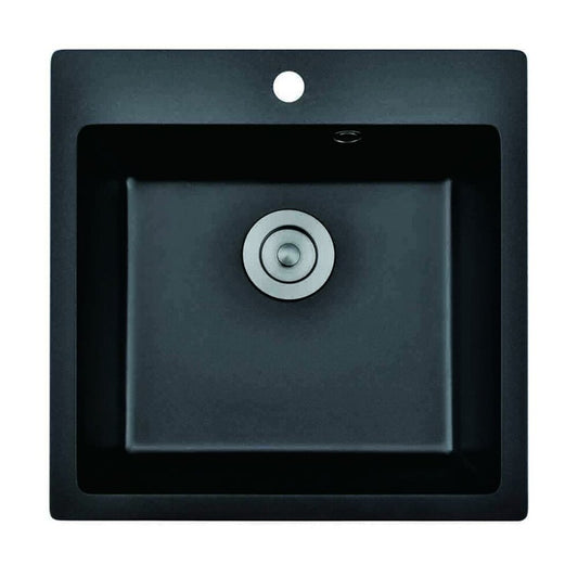 Композитна мивка Inter Ceramic с черен гранитен финиш 50x50 см с отвор за смесител