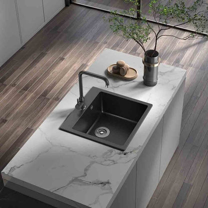 Композитна мивка Inter Ceramic с черен гранитен финиш 50x50 см с отвор за смесител