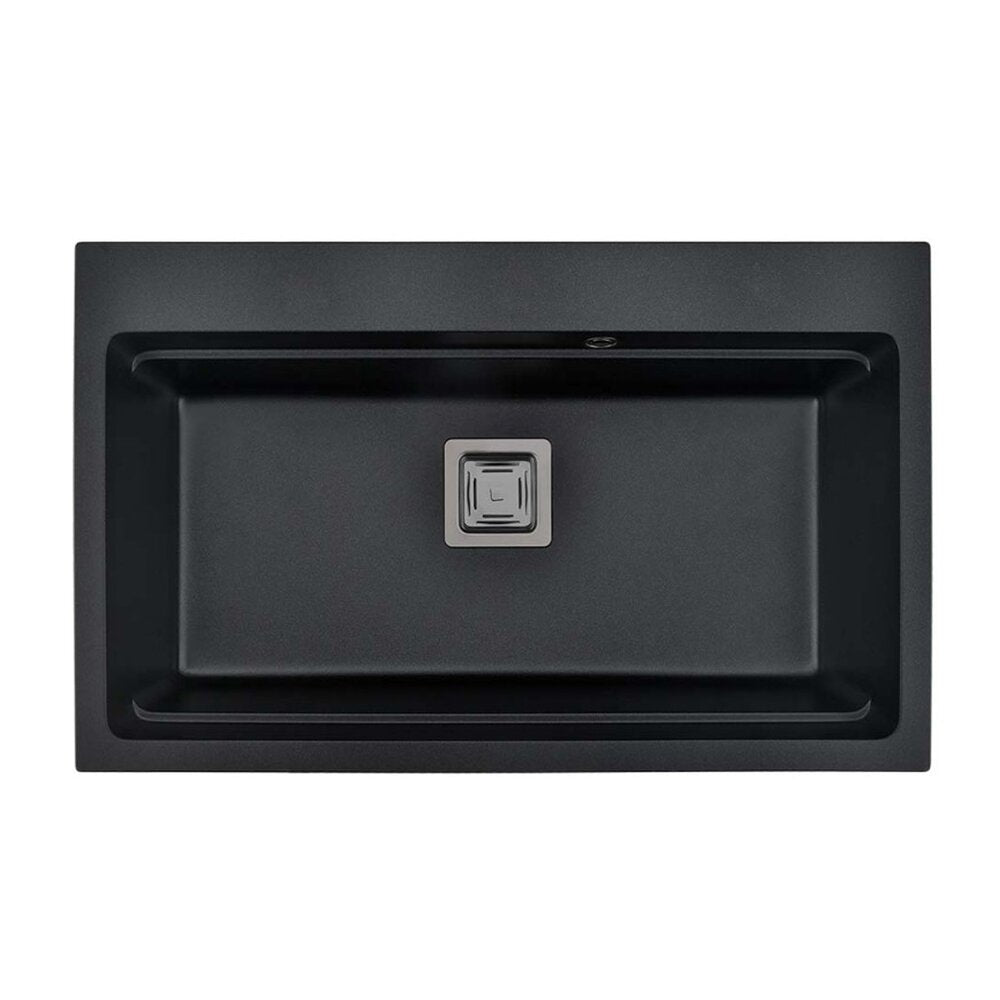 Композитна мивка Inter Ceramic, черен гранит, 78x48 см