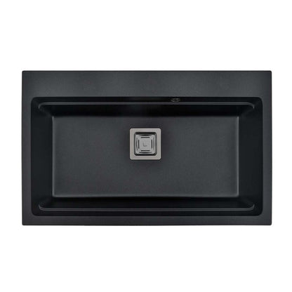 Композитна мивка Inter Ceramic, черен гранит, 78x48 см