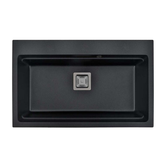 Композитна мивка Inter Ceramic, черен гранит, 78x48 см