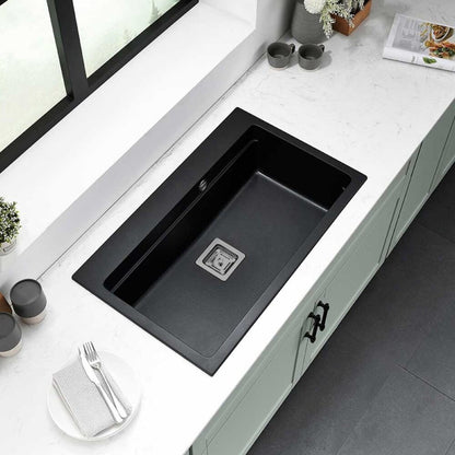 Композитна мивка Inter Ceramic, черен гранит, 78x48 см