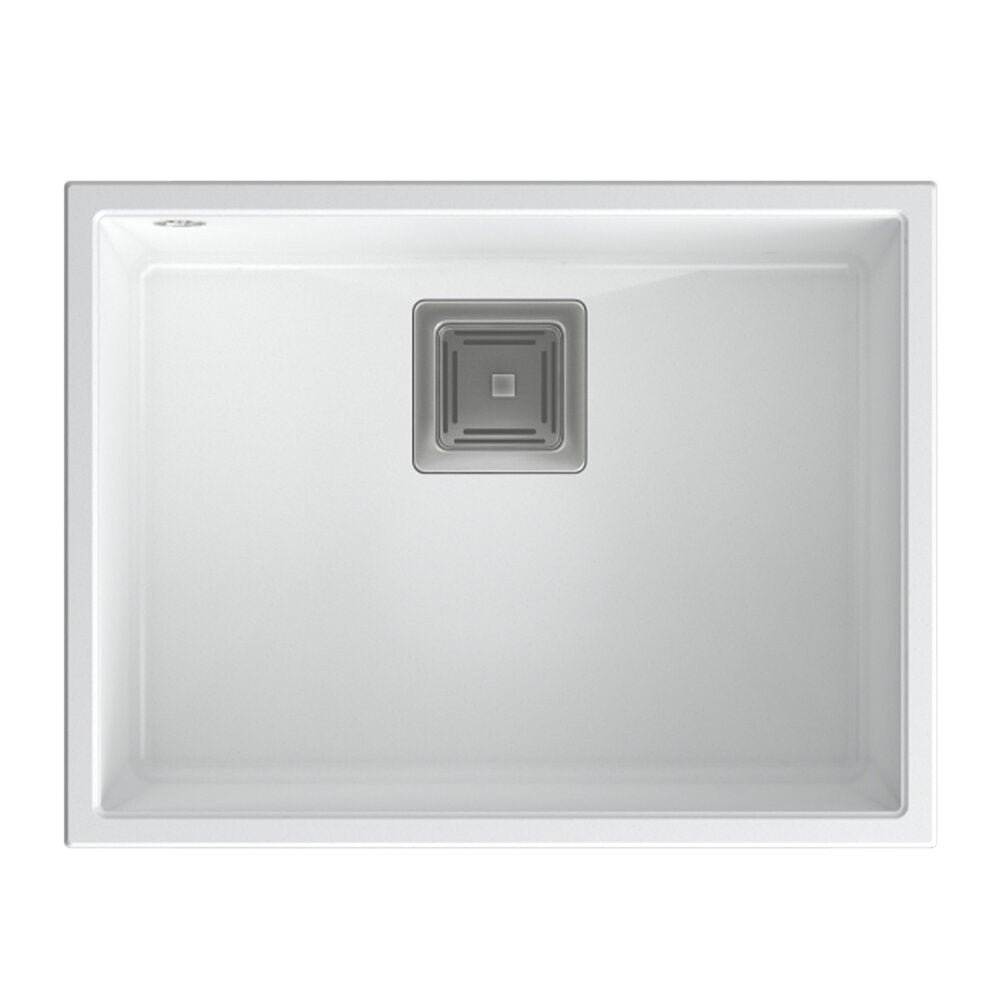 Композитна мивка под плот Quadron Unique David 50 бяла - инокс 55x42 см