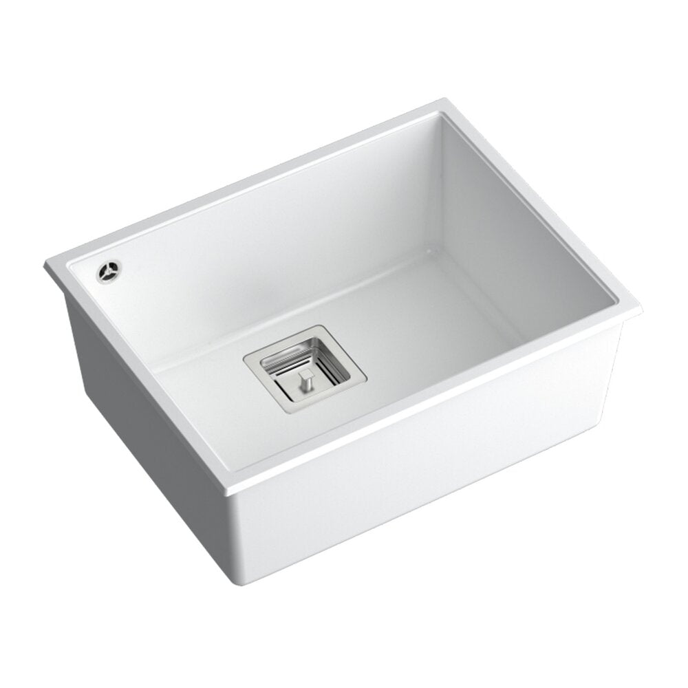 Композитна мивка под плот Quadron Unique David 50 бяла - инокс 55x42 см
