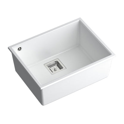 Композитна мивка под плот Quadron Unique David 50 бяла - инокс 55x42 см