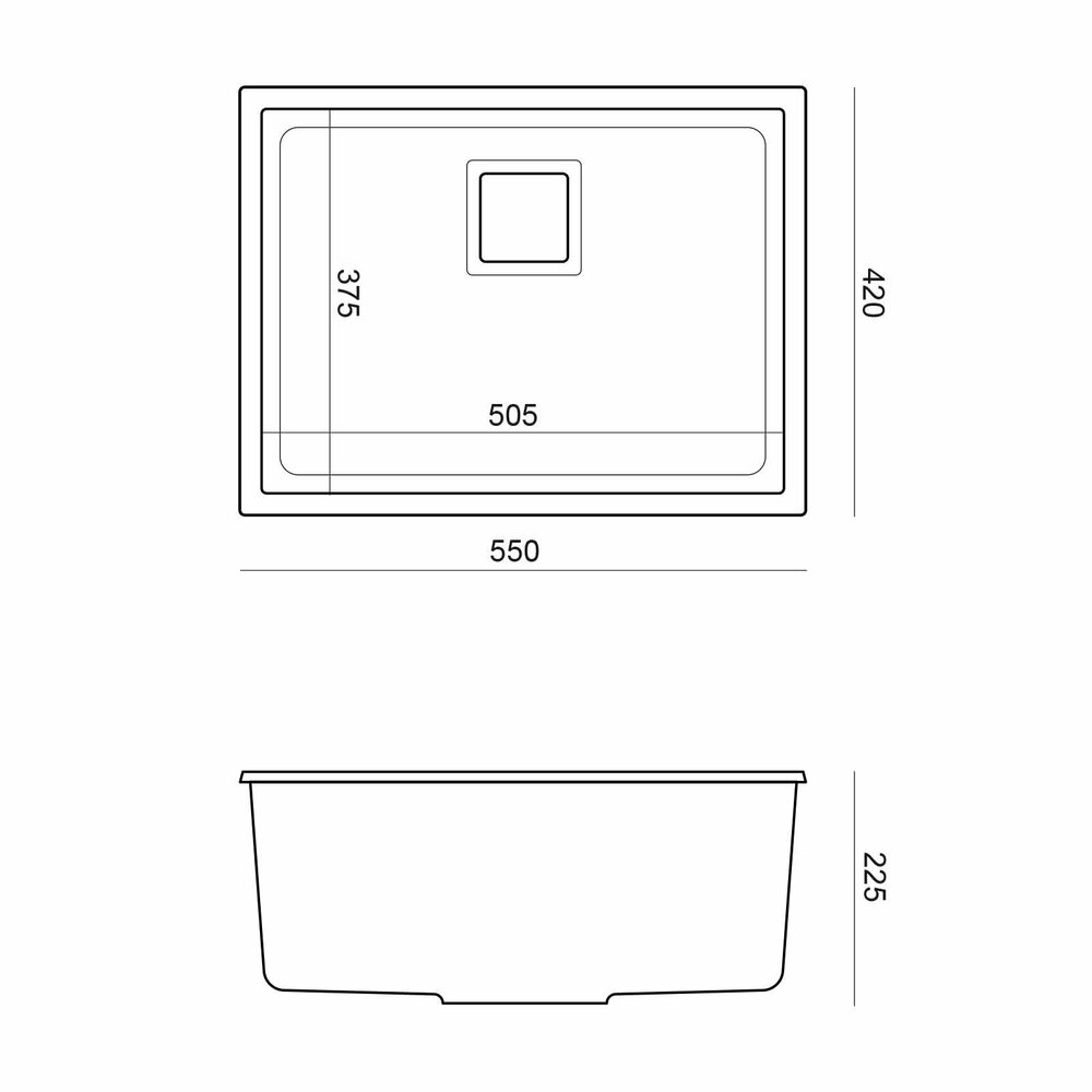Композитна мивка под плот Quadron Unique David 50 бяла - инокс 55x42 см