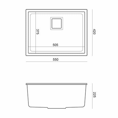 Композитна мивка под плот Quadron Unique David 50 бяла - инокс 55x42 см