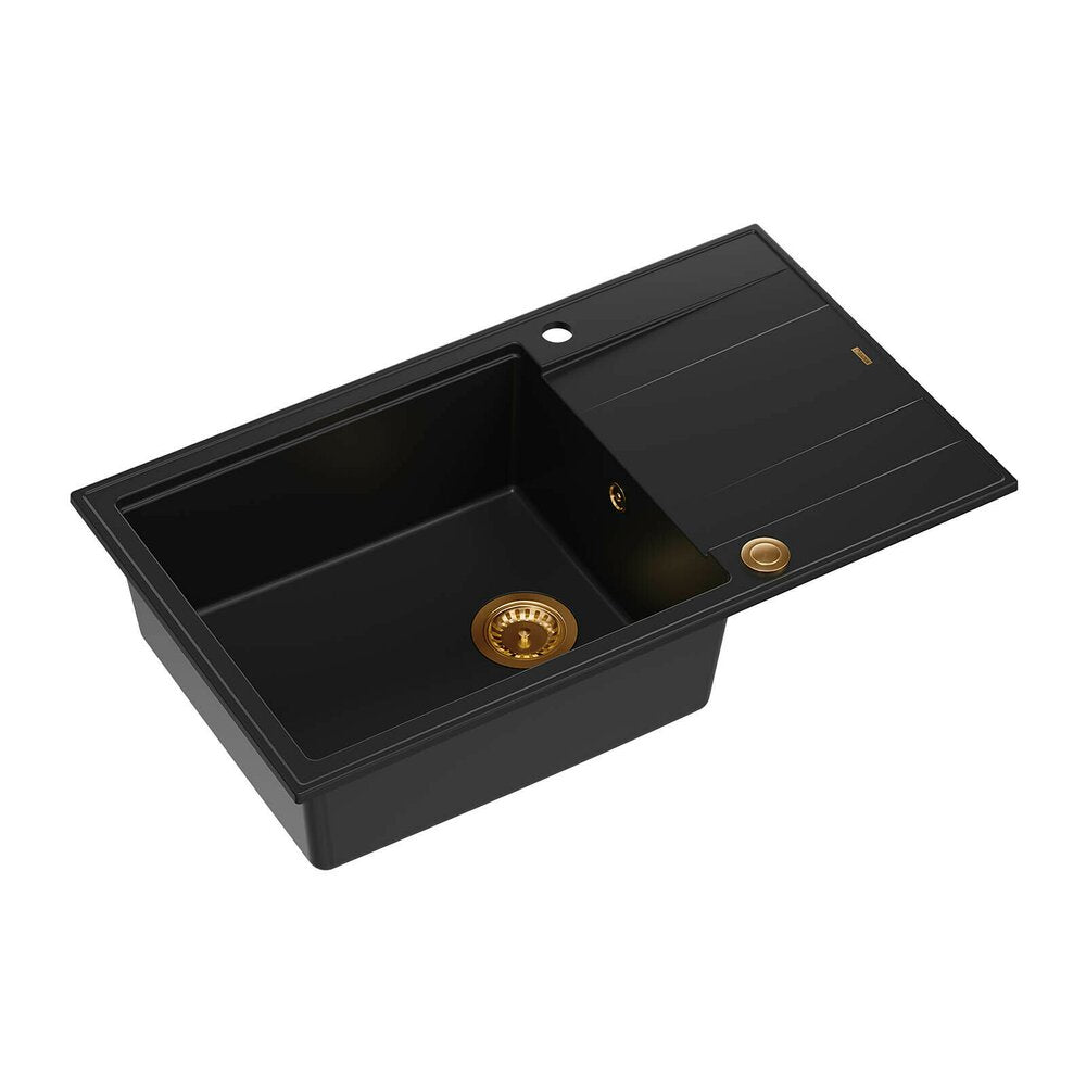 Quadron Unique Evan 136 XL Composite Undermount Sink Black Carbon - Copper 86x50 cm