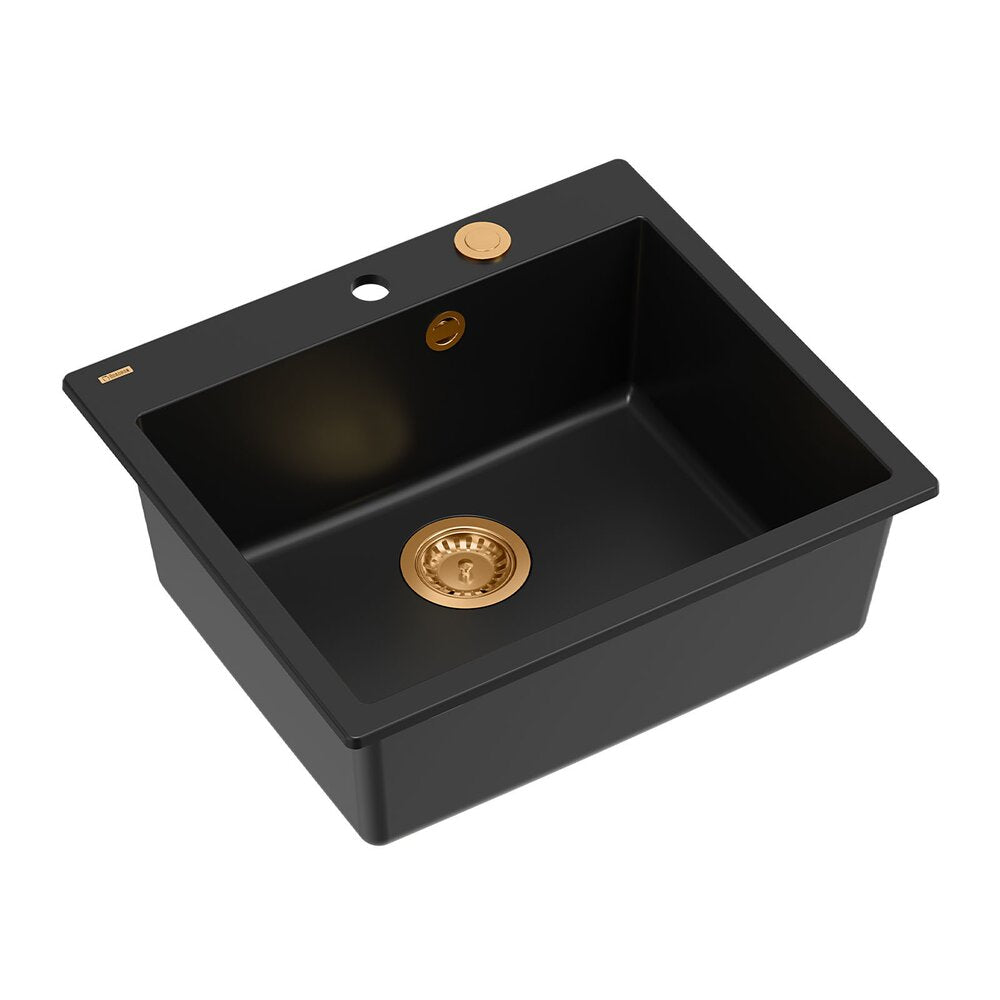 Quadron Unique Morgan 110 Carbon Black - Copper Composite Undermount Sink 57x50 cm