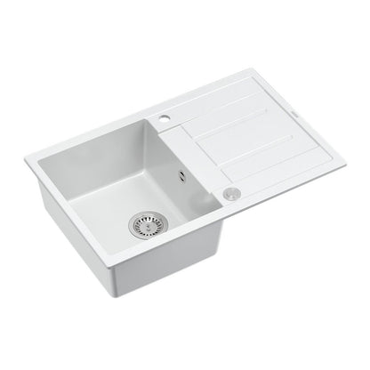 Quadron Unique Morgan 111 White Composite Undermount Sink - Stainless Steel 78x50 cm