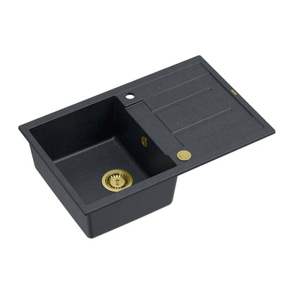 Вградена композитна мивка Quadron Unique Morgan 111 черна - златна 78x50 см
