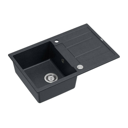 Quadron Unique Morgan 111 Black Composite Undermount Sink - Stainless Steel 78x50 cm