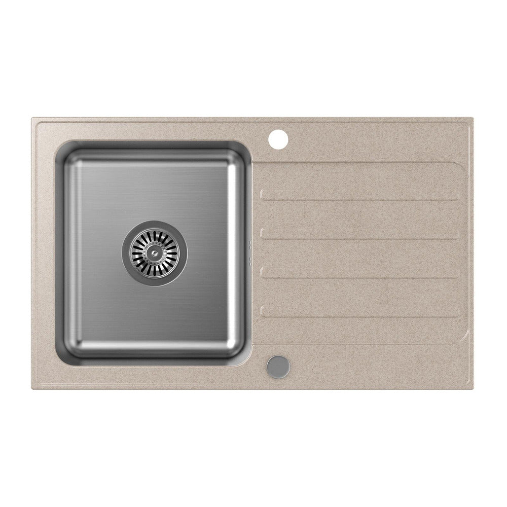 Quadron Pop Kenneth 111 Composite Sink Built-in Stainless Steel Finish - Beige 78x48 cm