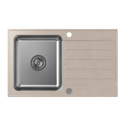 Quadron Pop Kenneth 111 Composite Sink Built-in Stainless Steel Finish - Beige 78x48 cm