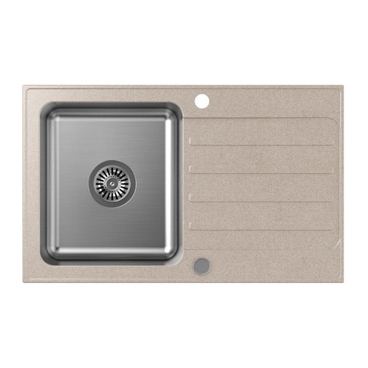 Quadron Pop Kenneth 111 Composite Sink Built-in Stainless Steel Finish - Beige 78x48 cm