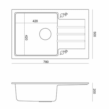 Quadron Pop Peter 111 Carbon Black Undermount Sink 78x50 cm