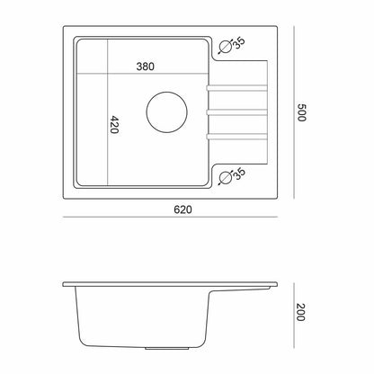 Quadron Pop Peter 116 Carbon Black Undermount Sink 62x50 cm