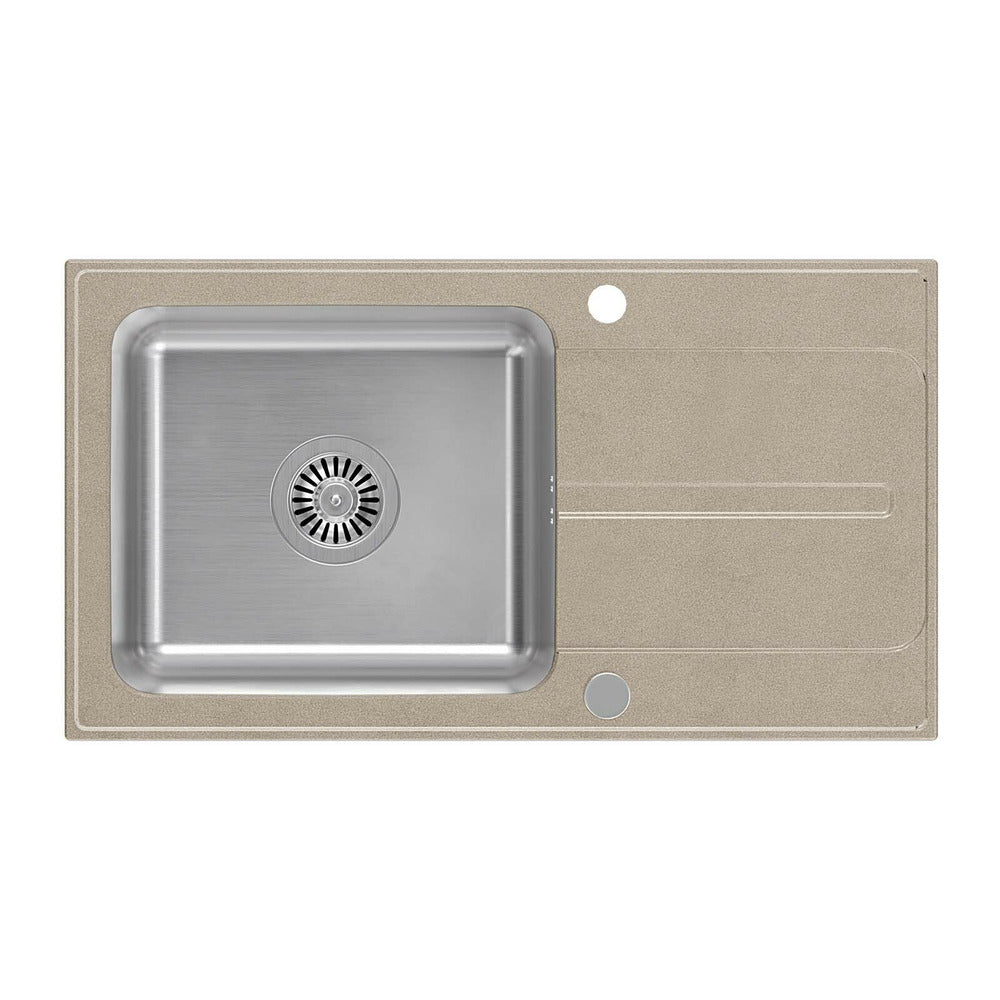 Quadron Pop Ralph 111 Composite Sink Built-in Stainless Steel Finish - Beige 78x43 cm