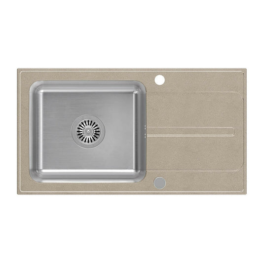 Quadron Pop Ralph 111 Composite Sink Built-in Stainless Steel Finish - Beige 78x43 cm