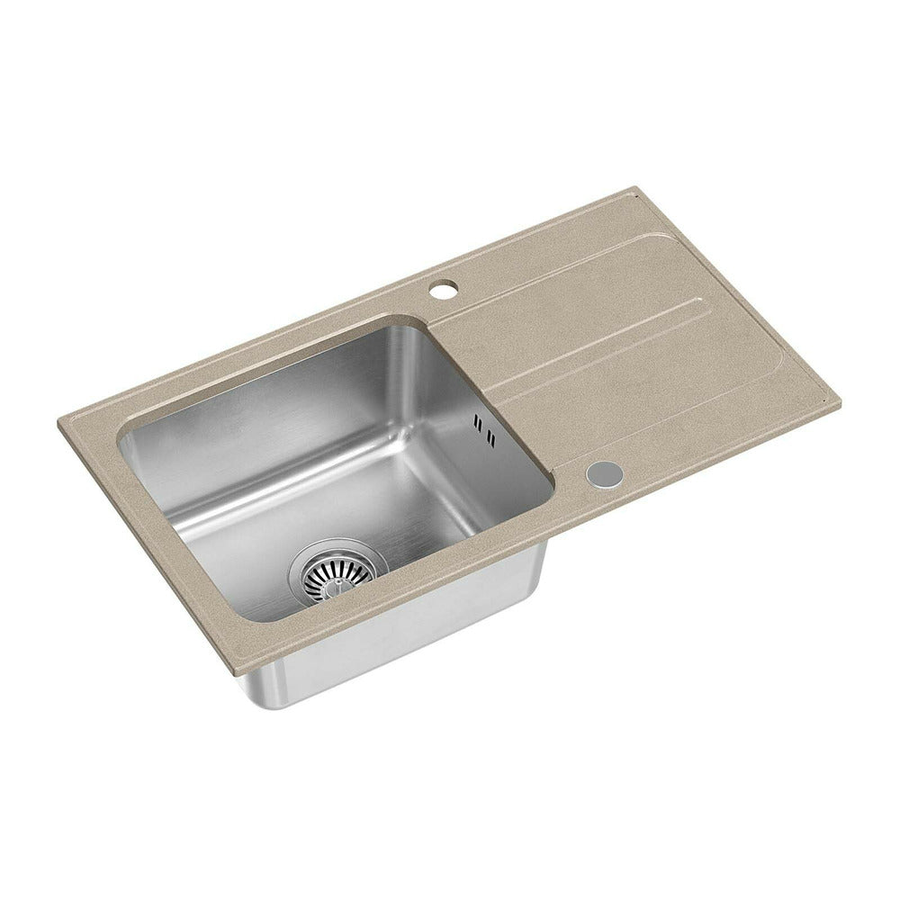 Quadron Pop Ralph 111 Composite Sink Built-in Stainless Steel Finish - Beige 78x43 cm