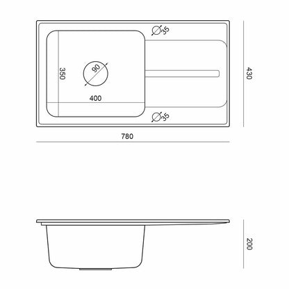Quadron Pop Ralph 111 Composite Sink Built-in Stainless Steel Finish - Beige 78x43 cm