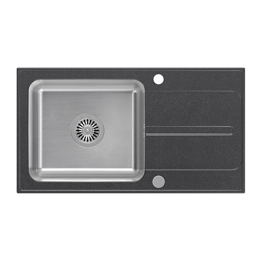 Quadron Pop Ralph 111 Composite Sink Built-in Stainless Steel Finish - Black Dotted 78x43 cm