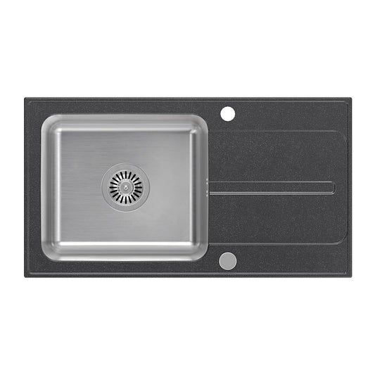 Quadron Pop Ralph 111 Composite Sink Built-in Stainless Steel Finish - Black Dotted 78x43 cm