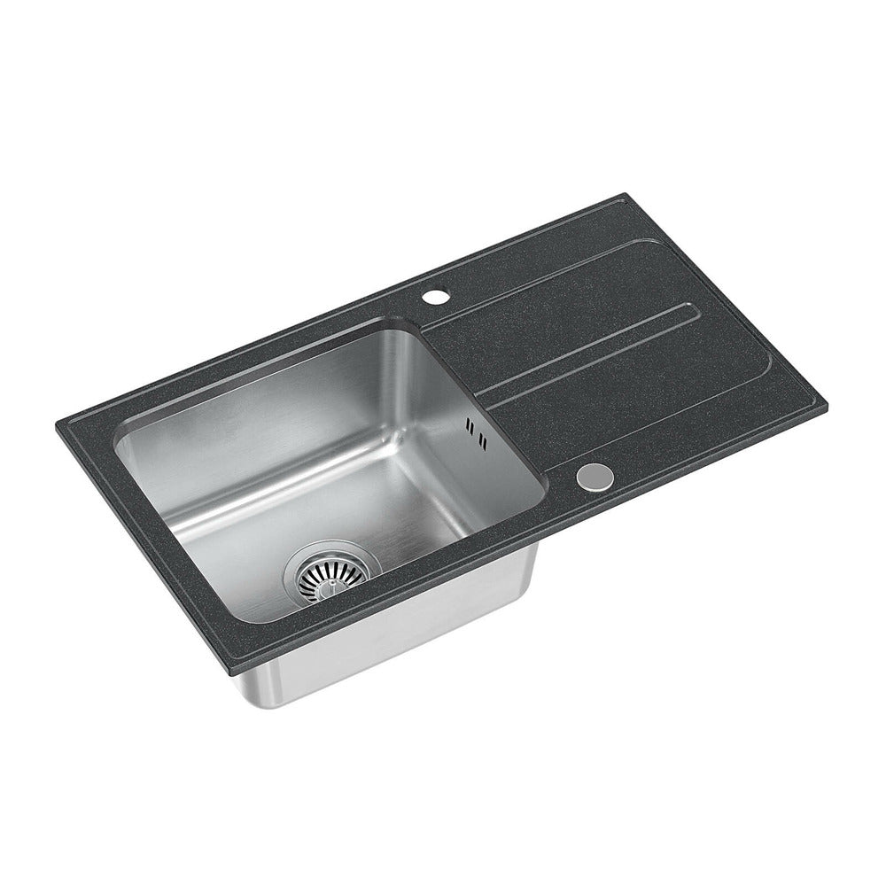 Quadron Pop Ralph 111 Composite Sink Built-in Stainless Steel Finish - Black Dotted 78x43 cm