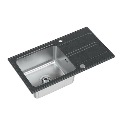 Quadron Pop Ralph 111 Composite Sink Built-in Stainless Steel Finish - Black Dotted 78x43 cm
