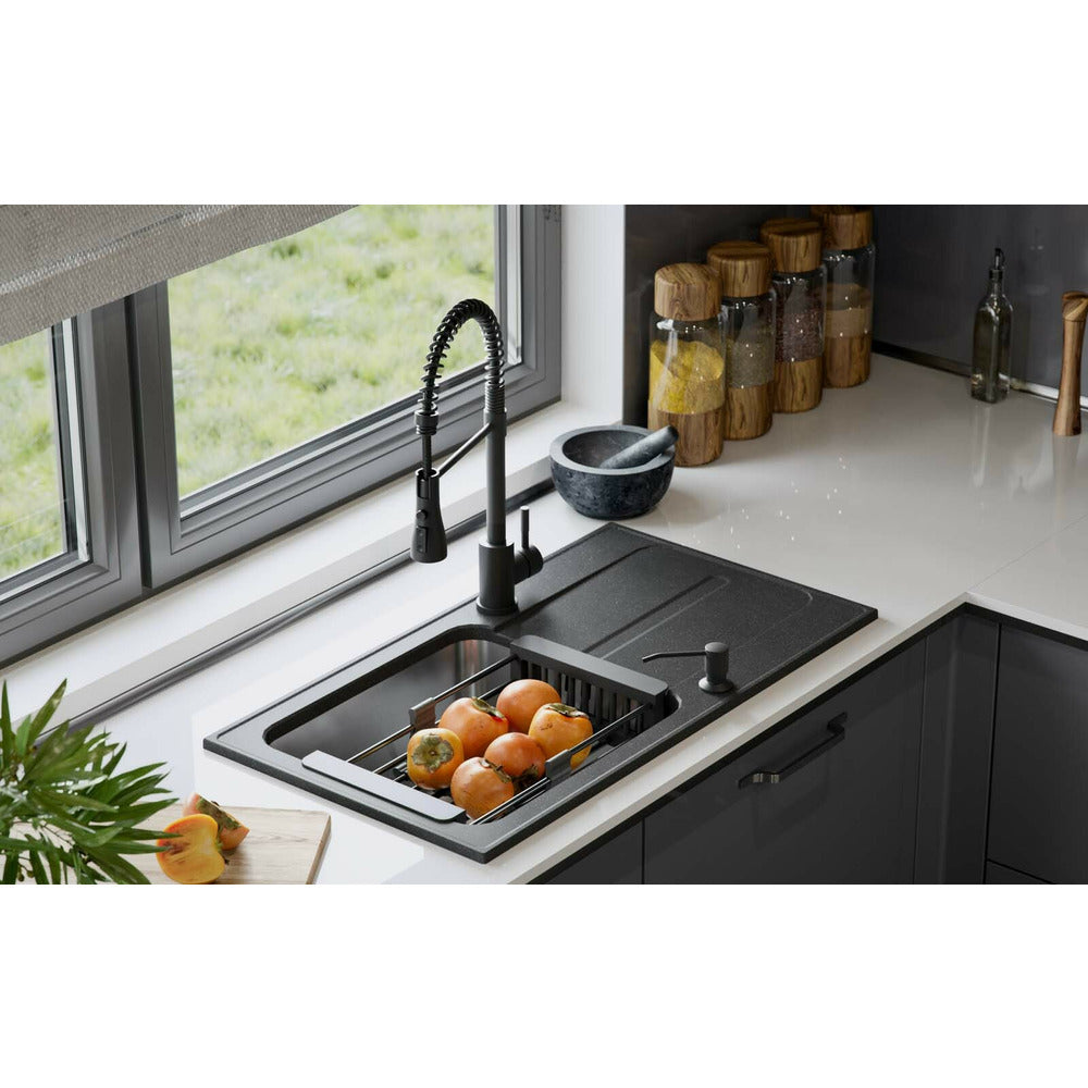 Quadron Pop Ralph 111 Composite Sink Built-in Stainless Steel Finish - Black Dotted 78x43 cm