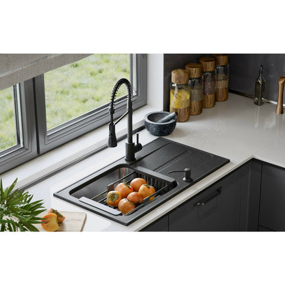 Quadron Pop Ralph 111 Composite Sink Built-in Stainless Steel Finish - Black Dotted 78x43 cm
