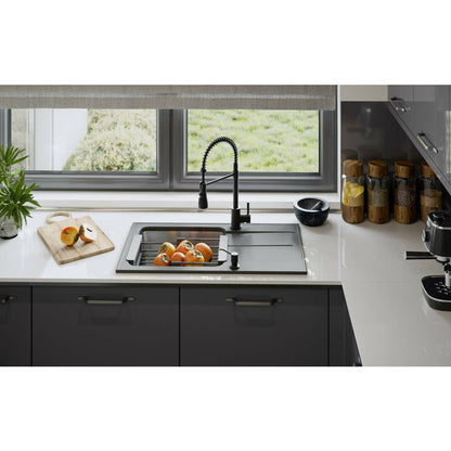 Quadron Pop Ralph 111 Composite Sink Built-in Stainless Steel Finish - Black Dotted 78x43 cm