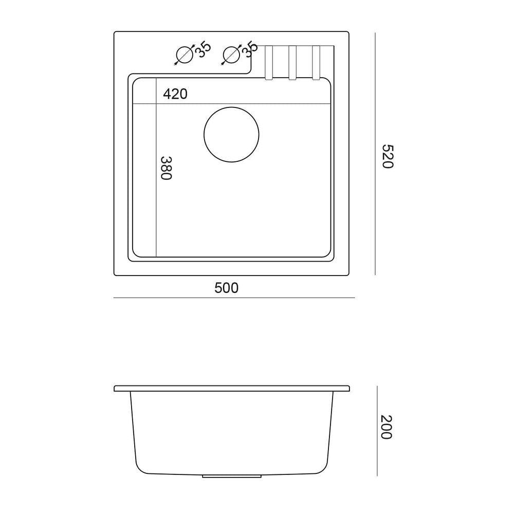 Интегрирана композитна мивка Quadron Pop Peter 110 сив 50x52 см