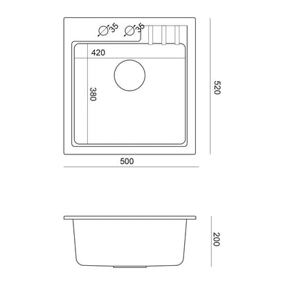 Интегрирана композитна мивка Quadron Pop Peter 110 сив 50x52 см
