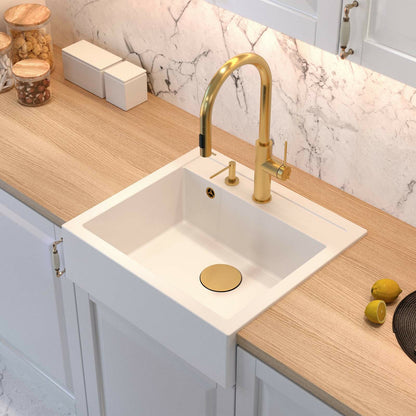 Quadron Unique Bill 110 White - Gold Undermount Sink 60x54 cm