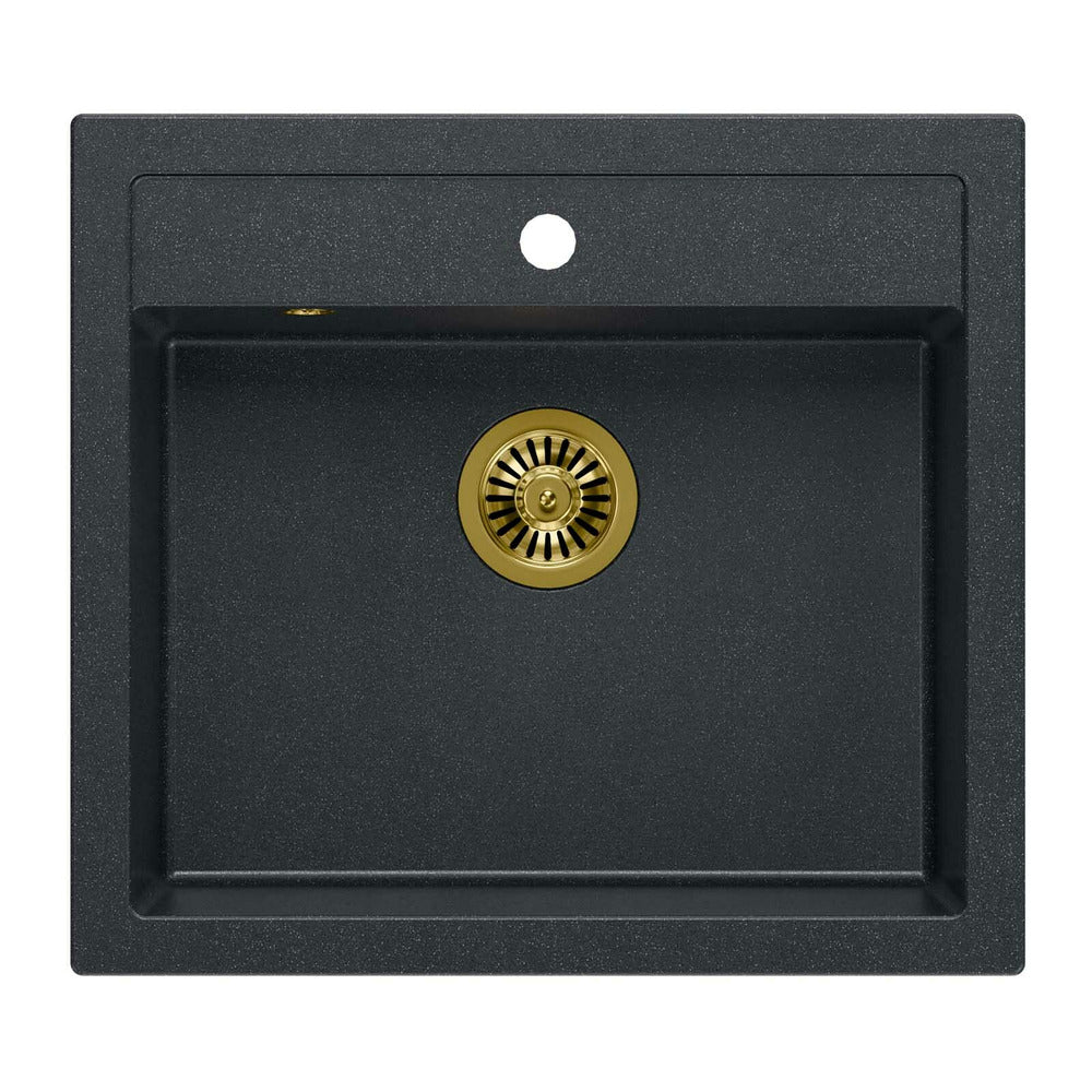 Quadron Unique Bill 110 Diamond Black - Gold Undermount Sink 60x54 cm