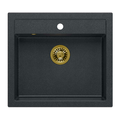 Quadron Unique Bill 110 Diamond Black - Gold Undermount Sink 60x54 cm