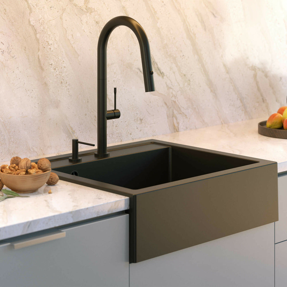 Quadron Unique Bill 110 Diamond Black - Gold Undermount Sink 60x54 cm