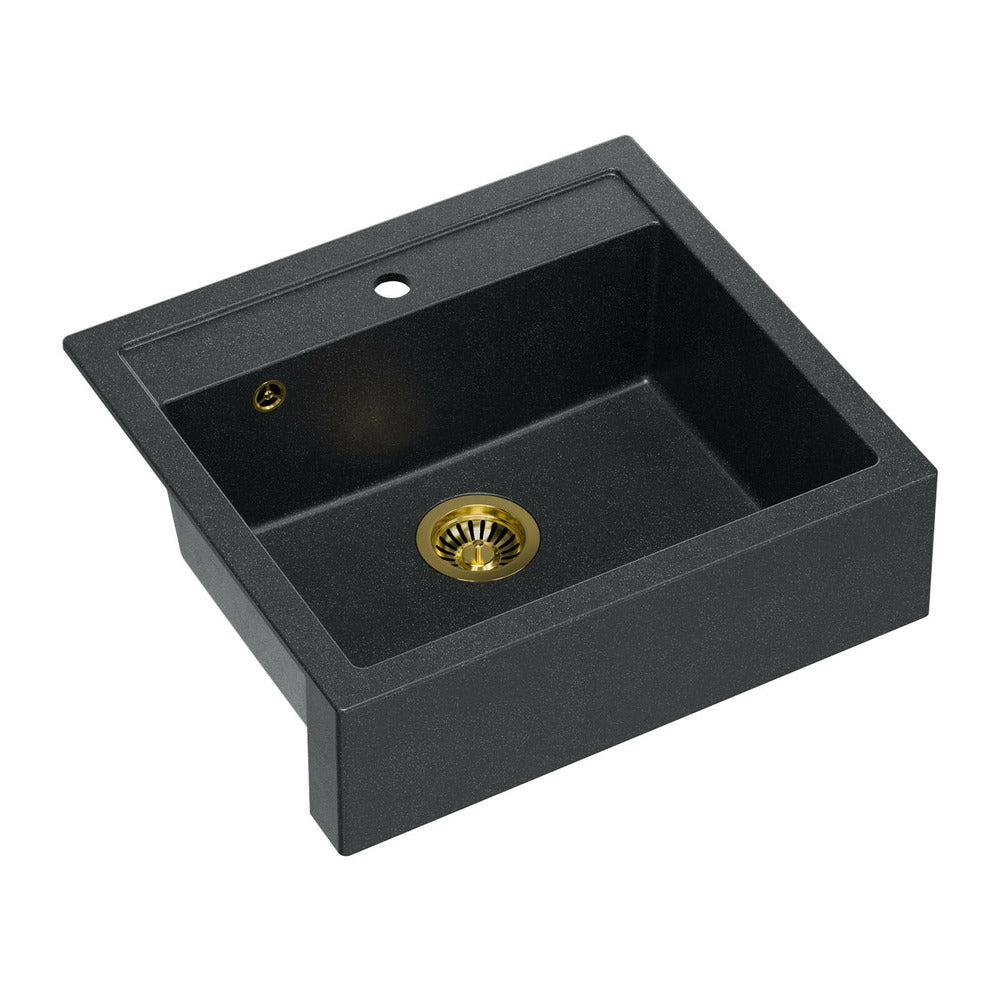 Quadron Unique Bill 110 Diamond Black - Gold Undermount Sink 60x54 cm